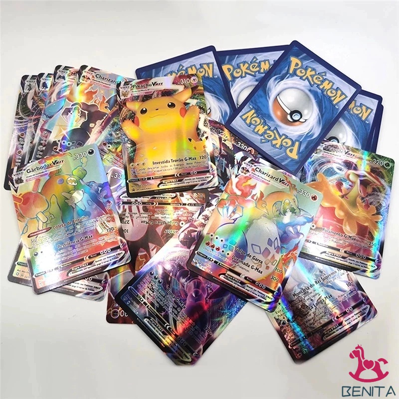 Termurah 100Pcs Pokemon Vmax Cards/Kartu Pokemon Tcg Vmax Mega Ex Gx/Pokemon Shiny Cards/Kartu Laser