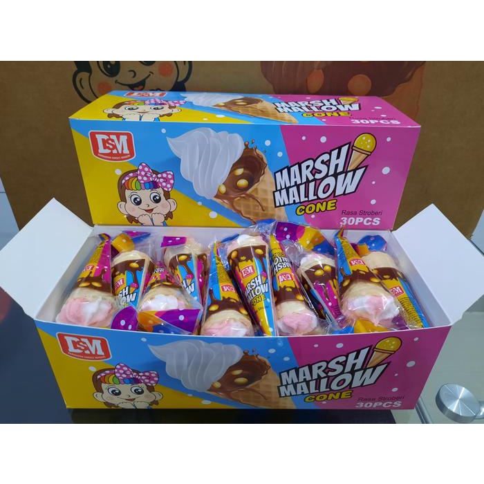 

Makanan DSM Marshmallow Cone Stroberi HALAL 30pcs 340gr