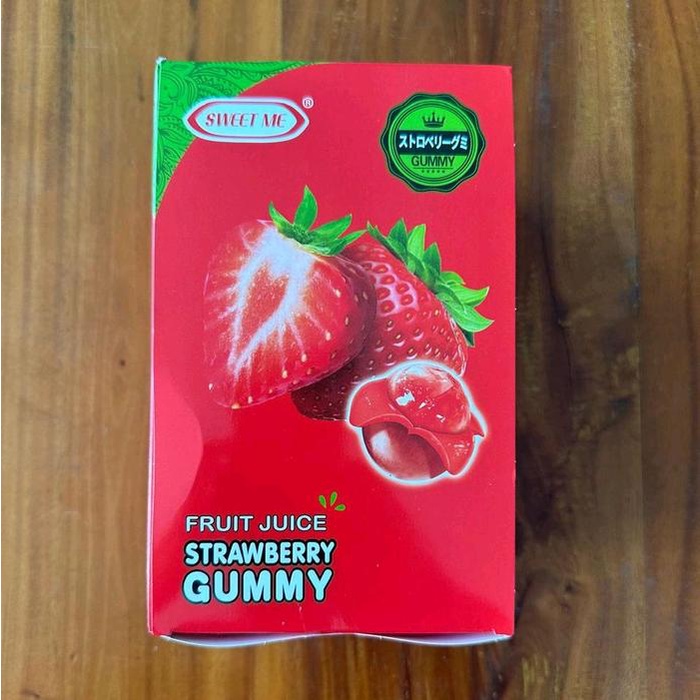 

Permen Lunak Rasa Stroberi, Strawberry Gummy Fruit Juice 1 Box Isi 30 Pcs