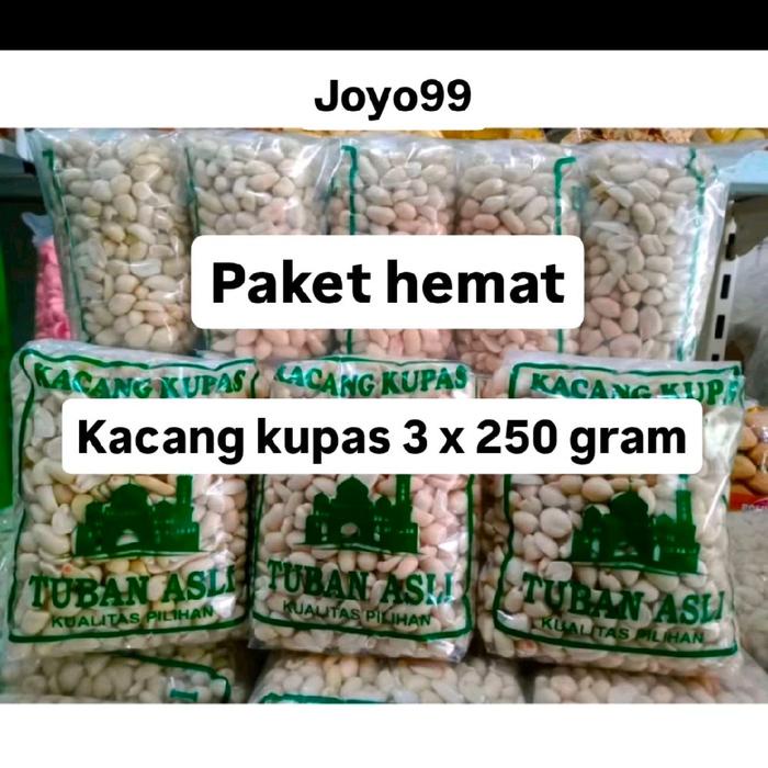 

kacang kupas tuban 3 X 250 gram biji kecil dan sedeng kemasan edisi lebaran