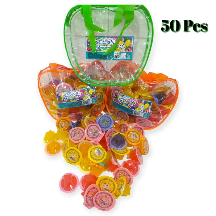 

FRUIT JELLY KEMASAN TAS ISI 50 PCS JELLI AGAR - MIX RASA BUAH CEMILAN JAJANAN MAKANAN ANAK FOOD Jeli