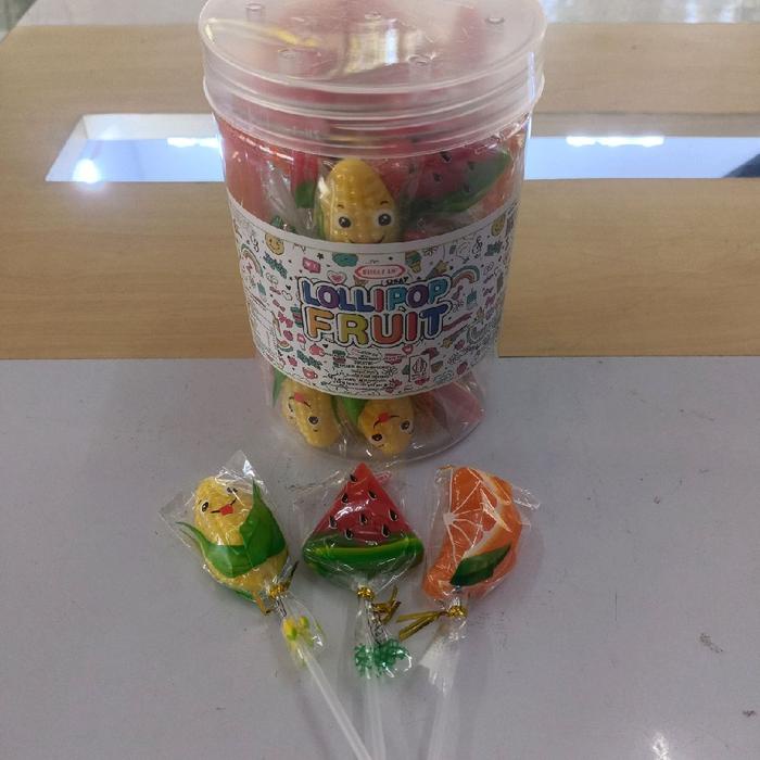 

Permen Lollipop Bentuk Semangka, Jeruk, dan Jagung 1 Toples 30 Pcs aneka rasa buah buahan
