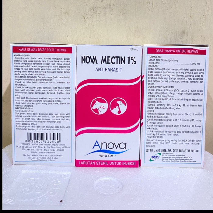 Terlaris Nova Mectin 1% 100 Ml (Obat Gudig Dan Antiparasit)