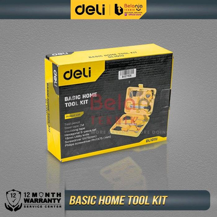 Deli Household Tool Kit Toolset 11 Pcs Alat Perkakas Rumah Multifungsi Set Dl1011J