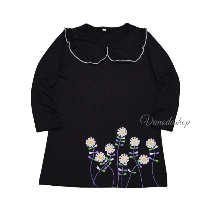 Dapatkan Vemodashop- Baju Tunik Anak Perempuan Usia 3-12 Tahun Motif Bunga Putih Fashion Shj2
