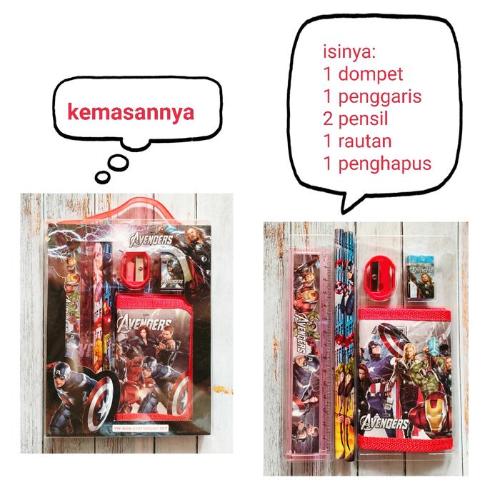 

paket alat tulis study set dan dompet karakter The Avengers Stationery Kode 1100