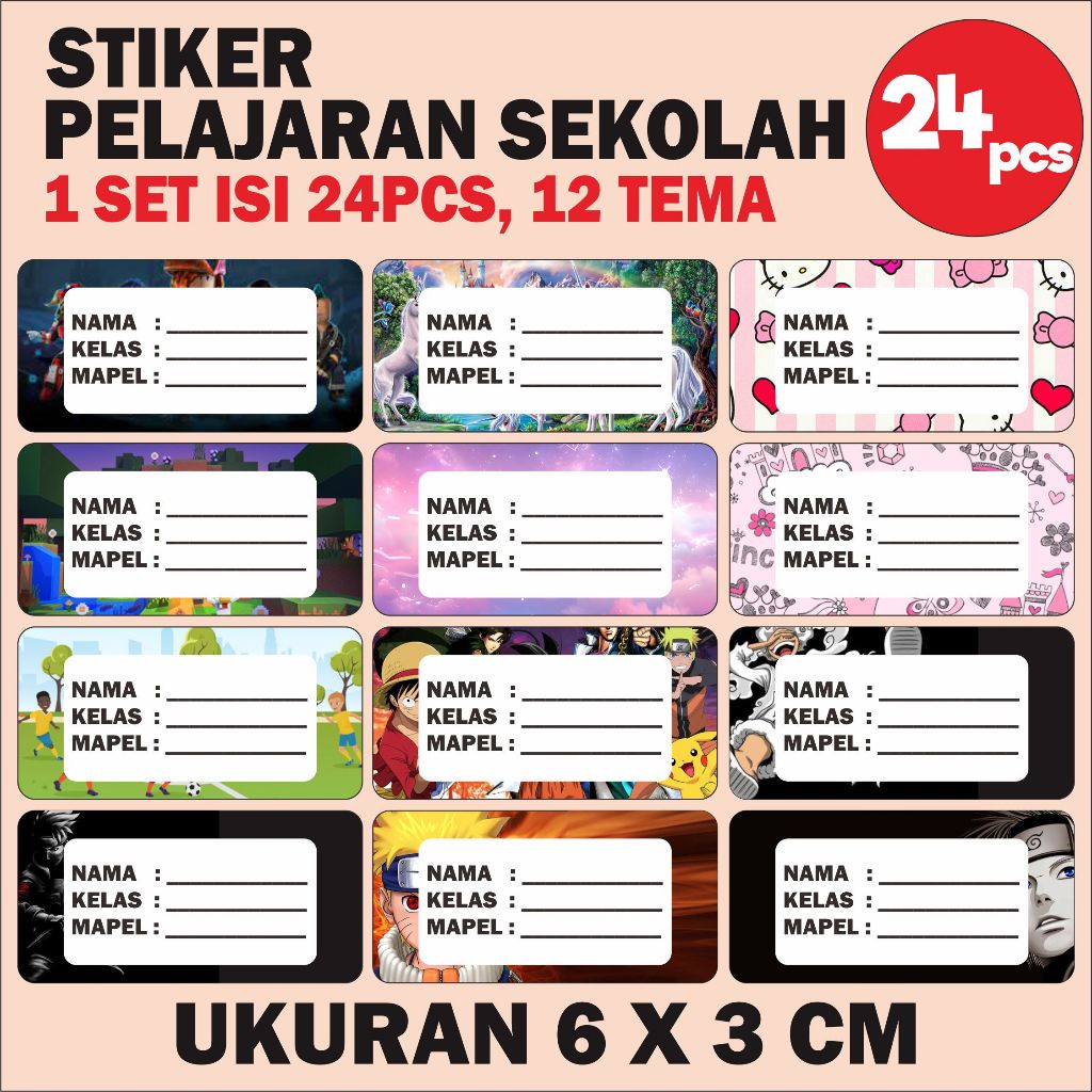 

Grosir Ba235 Stiker Mapel Isi 24Pcs - Label Buku Pelajaran Sekolah - Banyak Pilihan Tema - Stiker