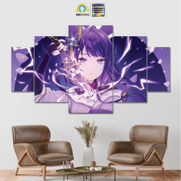 Top MEKANS 1 SET Pajangan Hiasan dinding GENSHIN IMPACT RAIDEN SHOGUN Poster Kayu Wall Decor 5pcs
