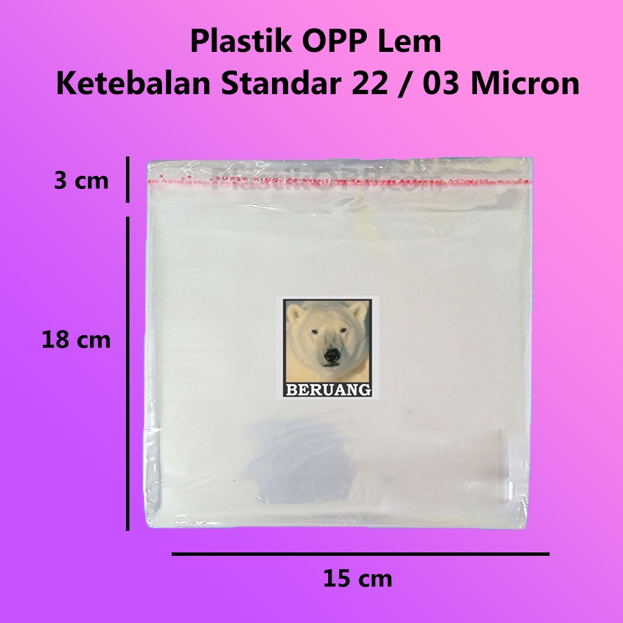 

Plastik OPP 15x18 cm Lem Roti Kue Baju Undangan 03 Mic