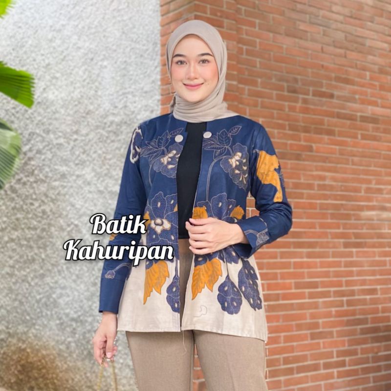 Outer Batik Baju Batik Wanita Modern Atasan Batik Wanita Lengan Panjang