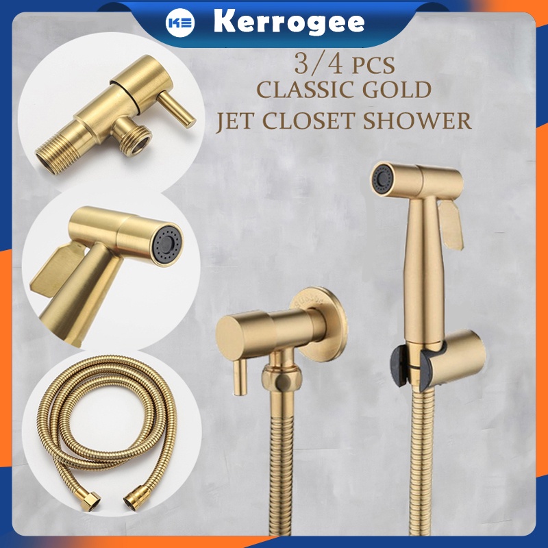Kerrogee 1 Set 3/4 Pcs Classic Gold Jet Closet Shower Toilet Shower Jet Washer Bidet Classic Gold