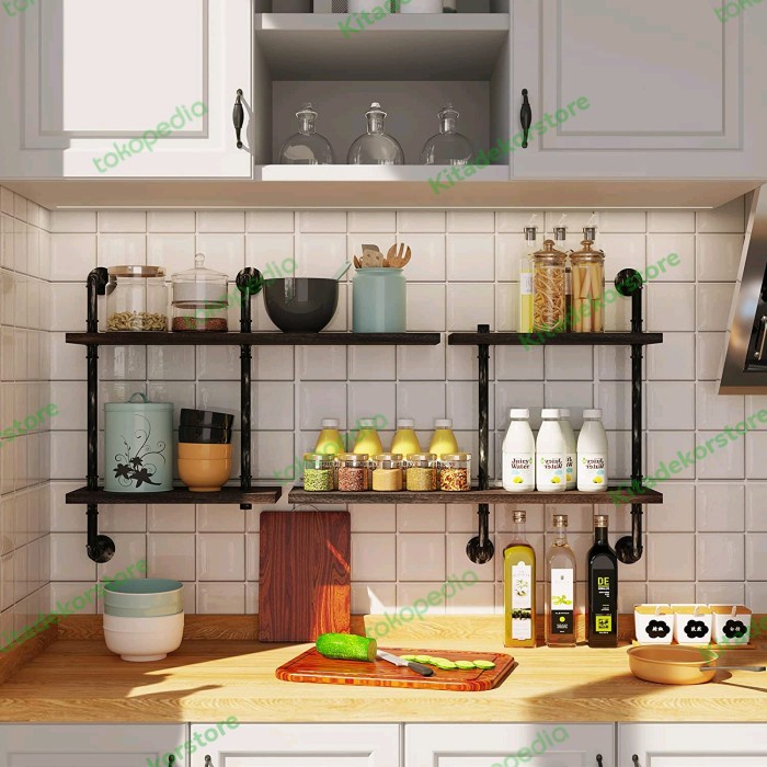 PROMO RAK DAPUR PIPA KAYU INDUSTRIAL / RAK KITCHEN SET INDUSTRIAL DESIGN