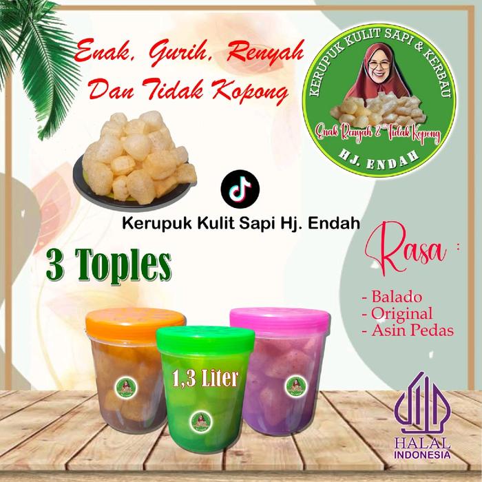 

Snack Cemilan Enak Gurih Renyah Asin Krupuk toples 1,3 liter