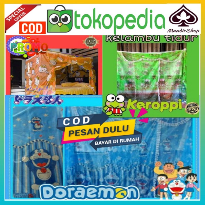 YiY- kelambu motif karakter ukuran 180x200 kelambu gantung tenda kotak