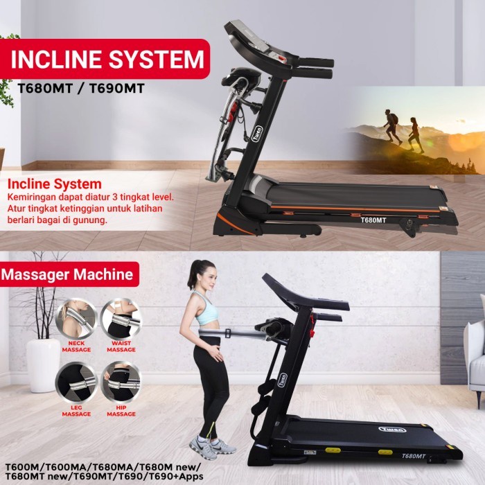 nov Alat Fitness Treadmill Elektrik Multifunction Murah Twen T600M Black