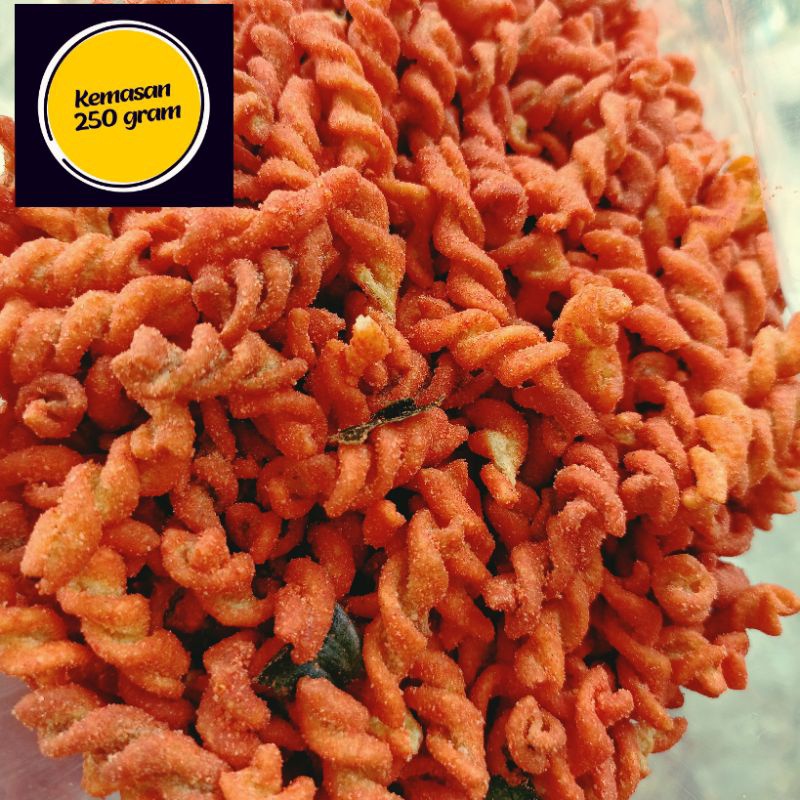 

Makaroni spiral ulir pedas gurih daun jeruk 250gram