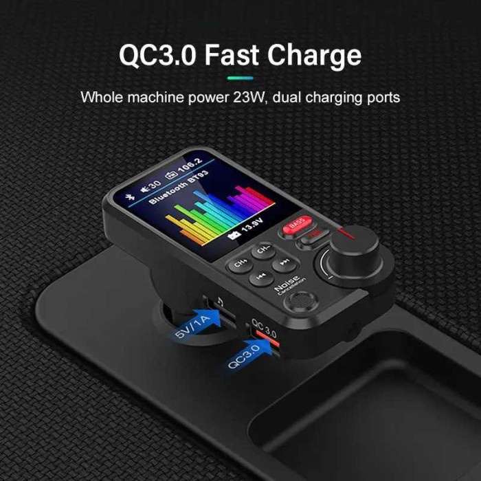 Terbagus Car Charger Hp Mobil Transmitter Fm Mp3 Player Bluetooth Quick Charging 3.0 2 Port Usb