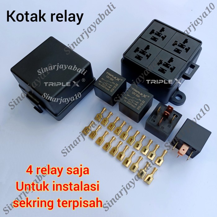 box relay kotak rellay 4 tempat rilay rumah reli 4 relay universal motor mobil kendaraan otomotif