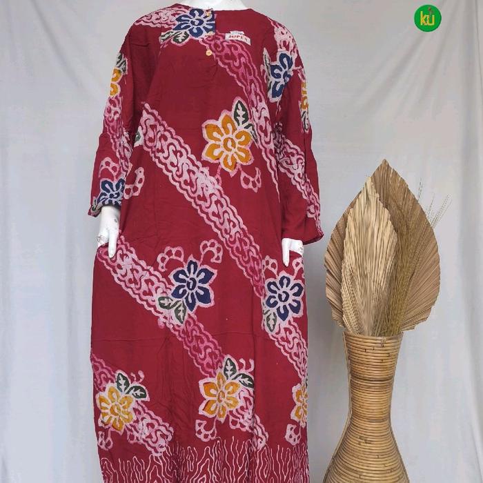 Promo Daster Sekdress Jumbo Ld 130 Lengan 3/4 Kencana Ungu Label Hitam Busui