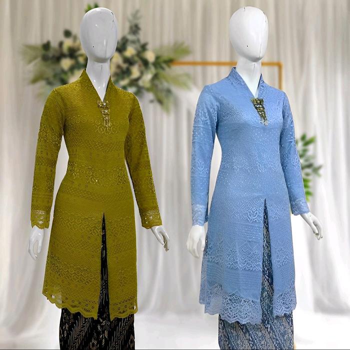 Atasan Kebaya Tunik Brokat Modern Kebaya Busui Brukat Malika Baju Kondangan Jumbo Ld 120Cm Wanita