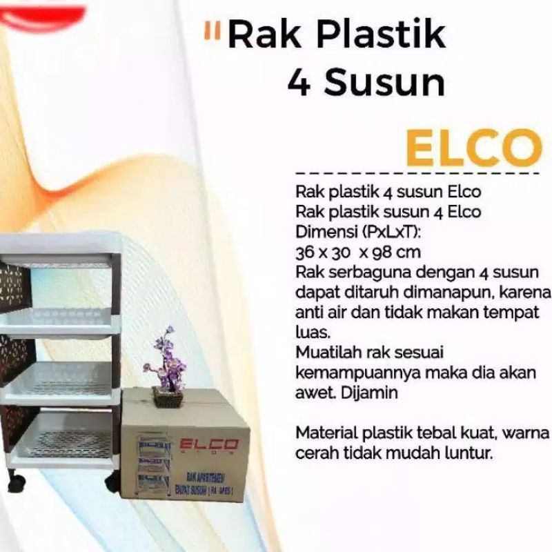 DISKON RAK PLASTIK APARTEMEN ELCO YOYO SUSUN 4 TINGKAT