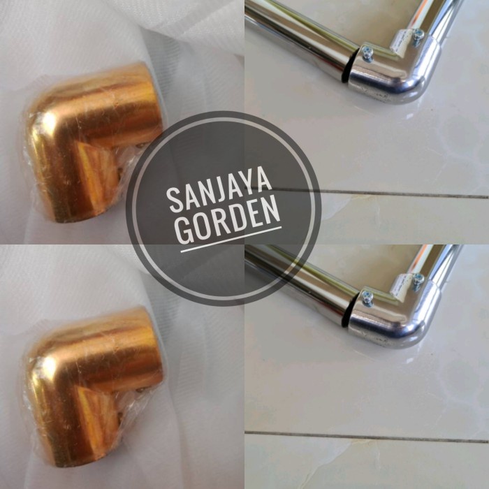 ADT- Sambungan L Rel Gorden Batang Besi Tiang Tongkat Gorden Gordyn Hordeng