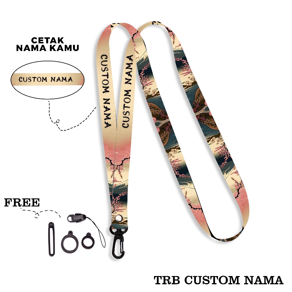 

iK! Lanyard Custom Nama Truershop Gantungan Lanyard Holder Free Oring Tali Gantungan Hp Lucu