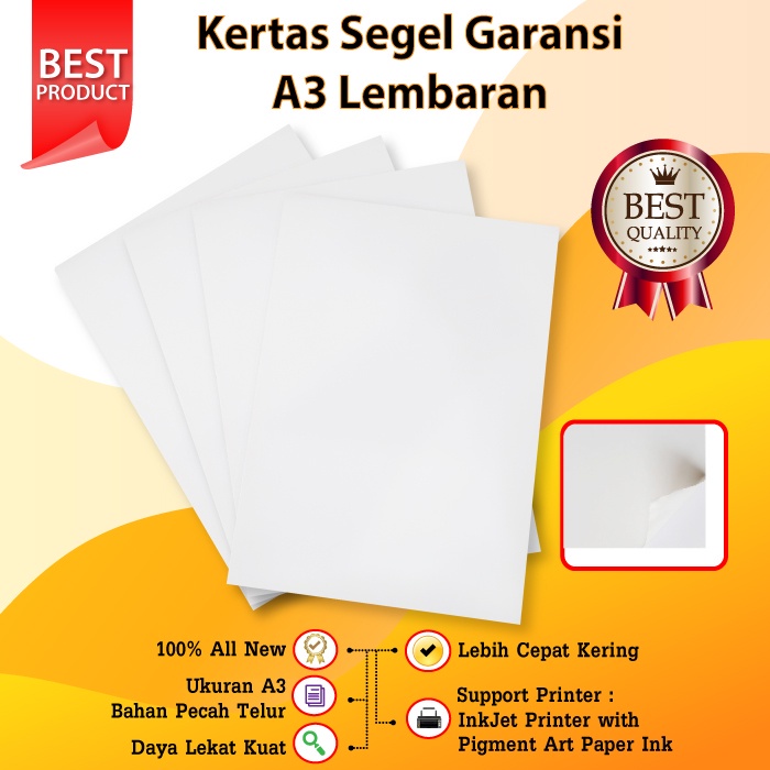 IK Kertas Segel Garansi A3 Polos Stiker Security Warranty pecah telor