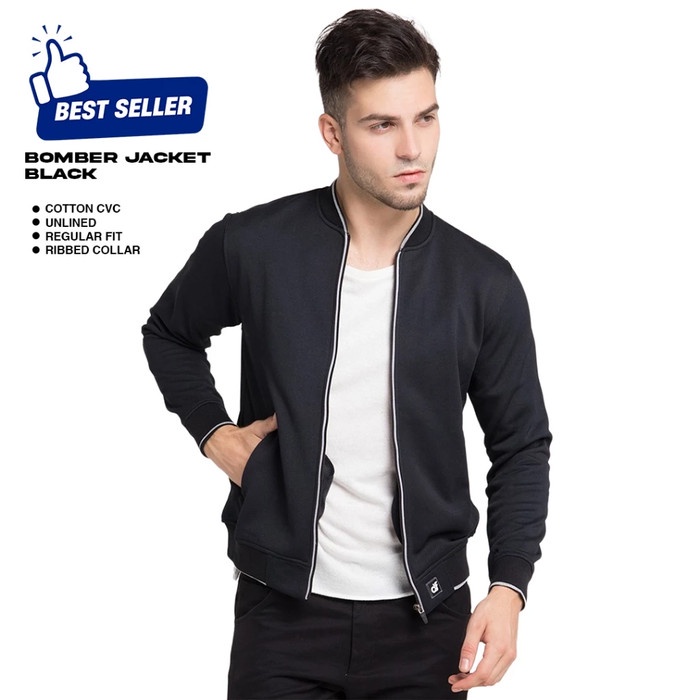 D&F Jaket Pria Bomber - Hitam