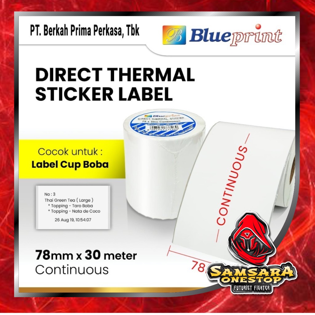 

IK! Direct Thermal Sticker Label Continuous BLUEPRINT 78x30 Meter 78 x 30