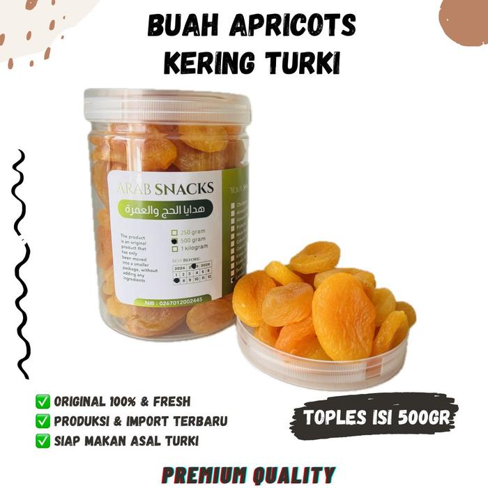 

BUAH APRIKOT KERING 500gr Turki Fresh Premium Whole Pitted Dried Apricot Kayisi Fruit Original