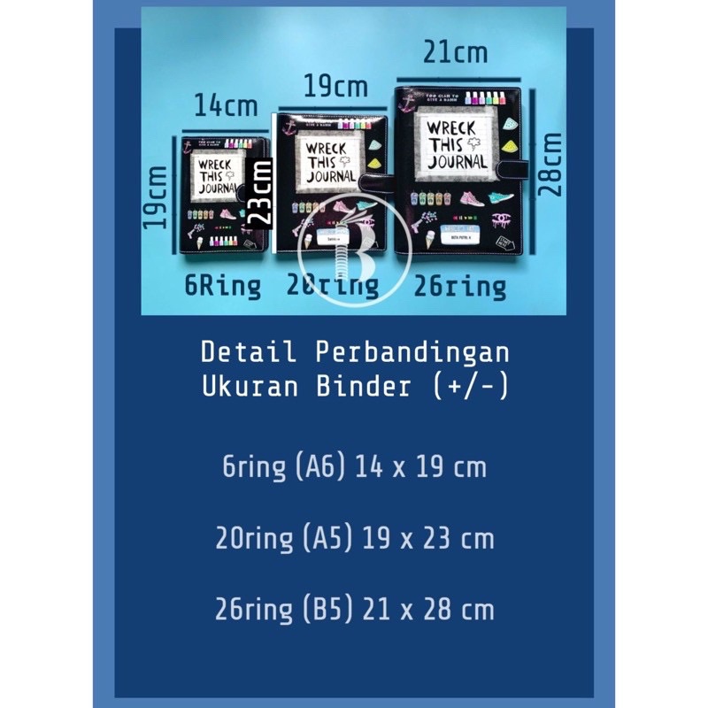 

iK! Bindermu READY Binder Premium Denim Jeans Kulit 26ring B5 20ring A5 6ring A6 Binder keuangan