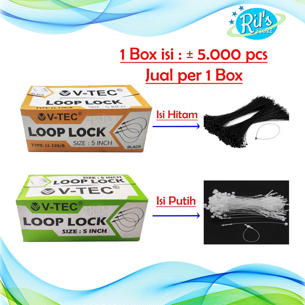 

iK! LOOP 5 INCH V-TEC / LOOP LOCK / TALI HANGTAG 5.000 PCS / HANGTAG BAJU / KAUS KAKI