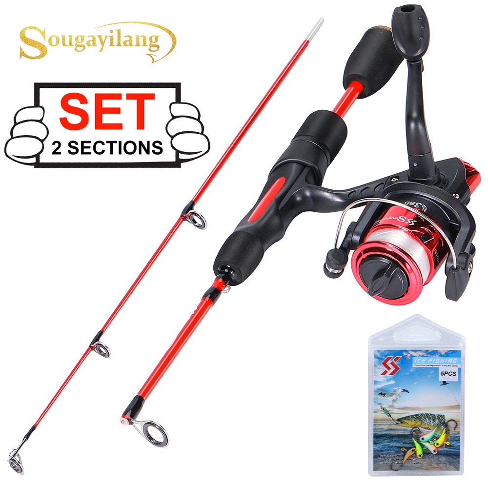 emca Ice Fishing Rod and Reel Combo Ultralight Winter Shrimp Ice Fishing Rod Spinning Fishing Reel f