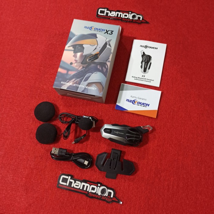 ready stok intercom interkom helm retouch x3 riding bluetooth headset silver original