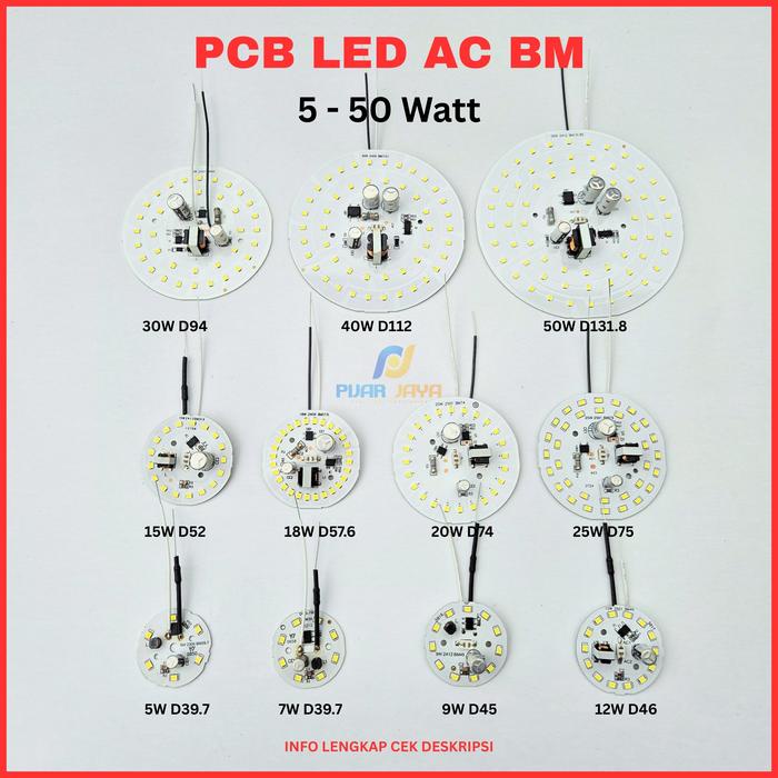 STOK TERBATAS PCB Led AC BM Watt Lengkap 5 7 9 12 15 18 20 25 30 40 50 Watt Mesin Modul Driver Mata