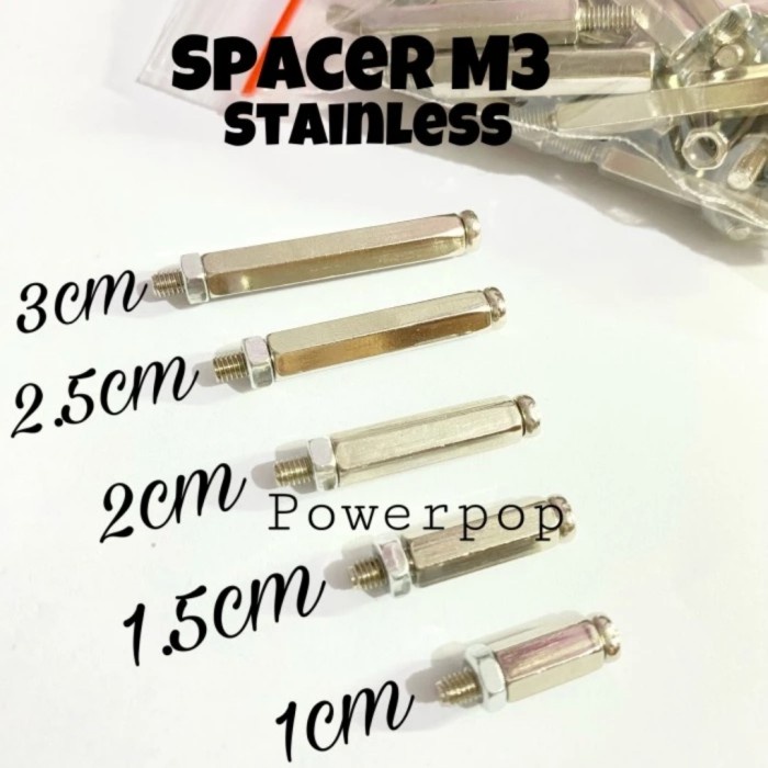 BERMUTU spacer kaki pcb m3 stainless penyangga dudukan pcb m3 1-3 cm