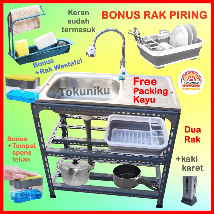 Wastafel Bak Cuci Piring Dua Rak Wastafel Rak Piring Cuci Portable
