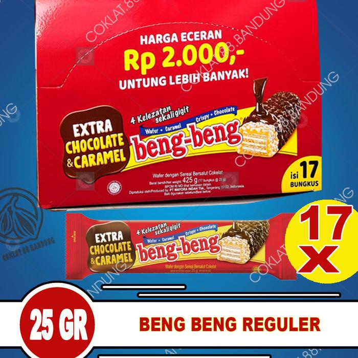 

BENG BENG REGULER 1 DUS 17 PCS X 25GR, BENG BENG 1 BOX 17 PCS WAFER COKELAT CARAMEL RICE CRISPY