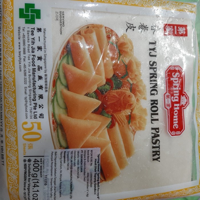 

TYJ SPRINGROLL/KULIT PANGSIT LEMBARAN 6INC BERAT 400GR, TAMBAHKAN ISI