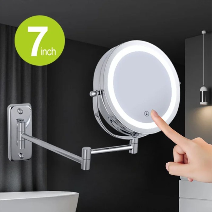 Cern Make Up Dinding Lampu Led Rror Kosmetik Rias Wajah Kaca Bulat
