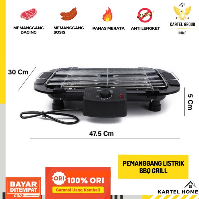 Home Alat Panggang Listrik Grill Serbaguna Bakaran Bbq Ayam Sosis Ikan