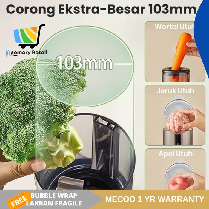 Mecoo Slow Juicer Aesthetic Juicer Buah Sehat Low Watt