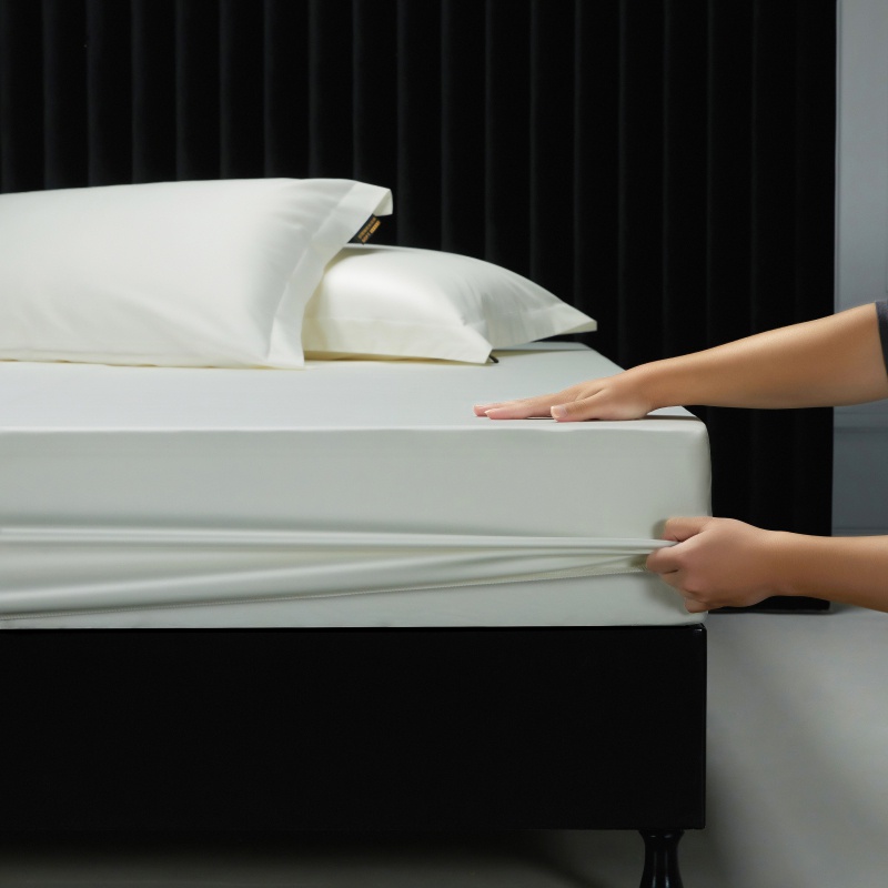 1000Tc Egyptian Cotton Fitted Sheet Solid Color Bed Sheet Mattress Cover Elastic Band Fitted Sheet