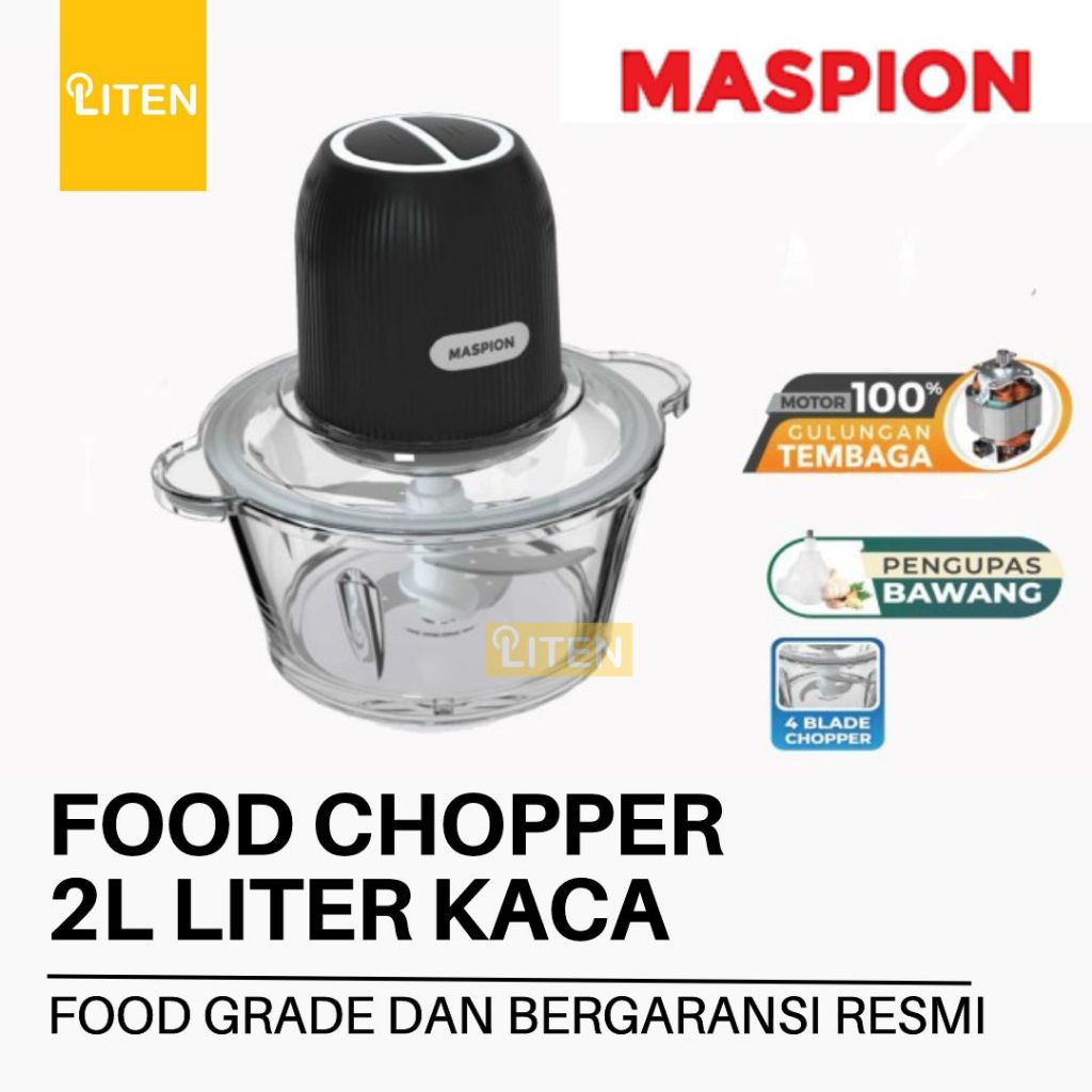Penggiling Daging 2L MASPION MFC 200GL Blender Chopper Penggiling Daging Listrik 300W Food Chopper 2