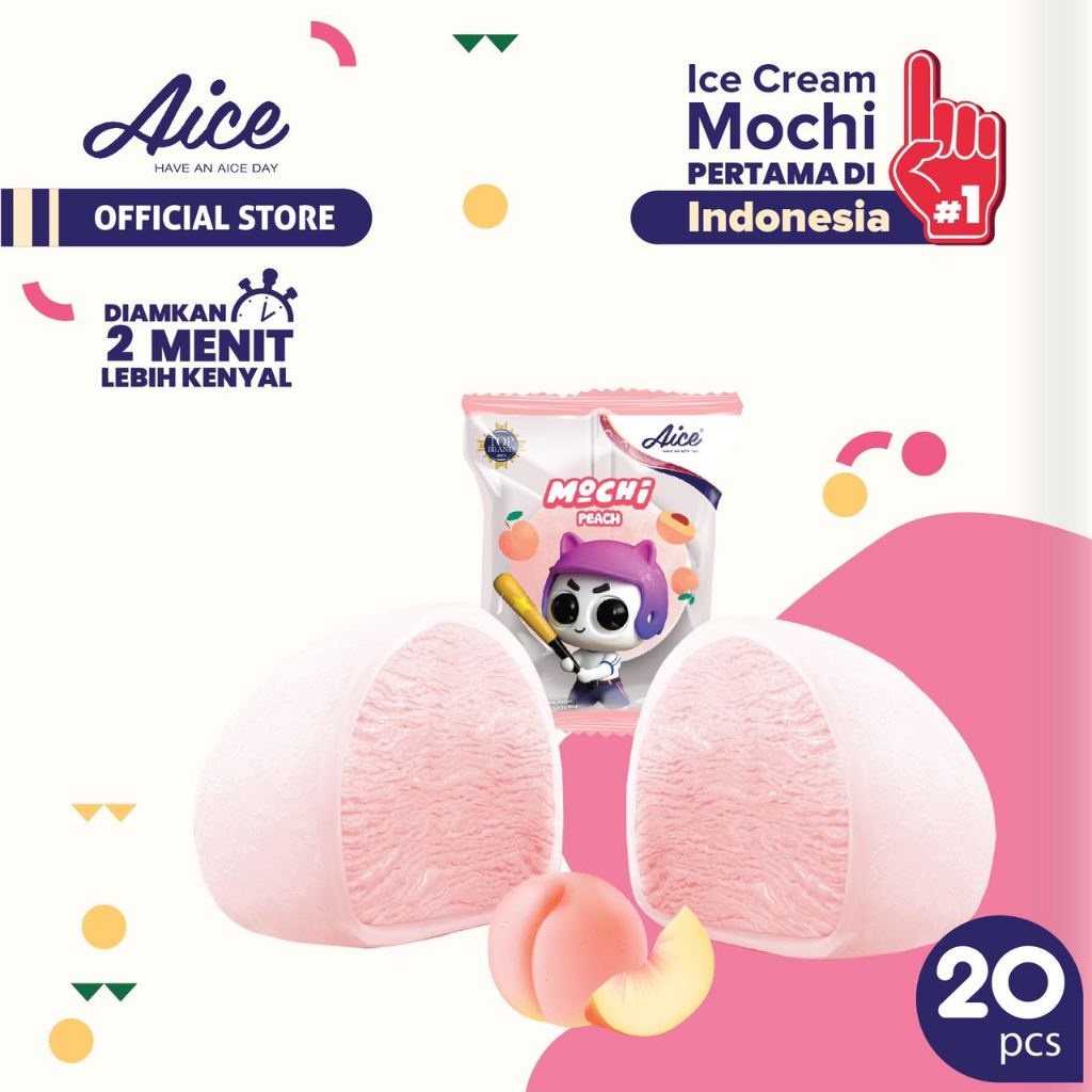 

Aice Ice Cream Mochi Peach Es Krim (isi 20 pcs) eskrim