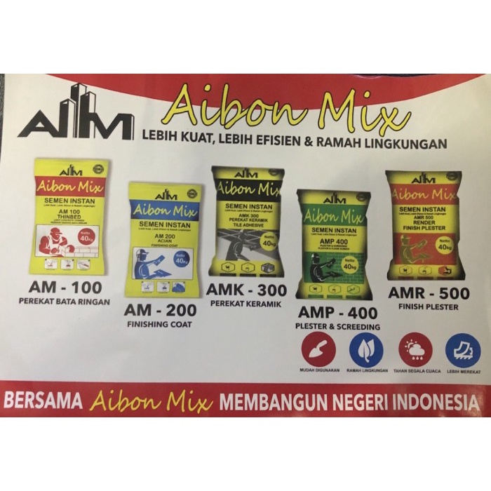 

SALE TERBARU PEREKAT KERAMIK AMK 300 LEM KERAMIK AIBON MIX TILE ADHESIVE 40KG READYY