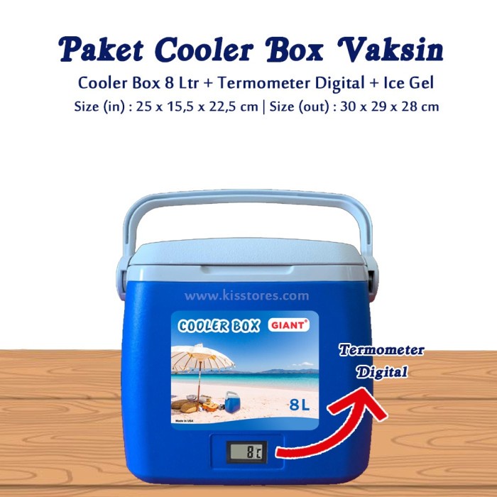Cooler box Giant 8 L + Thermometer Digital / Cooler box vaksin
