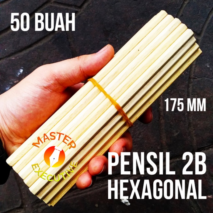 

ATKJaya- Pensil Polos Kayu Hexagonal 2B 175 mm / Segi Enam Coklat Muda - 50 bh