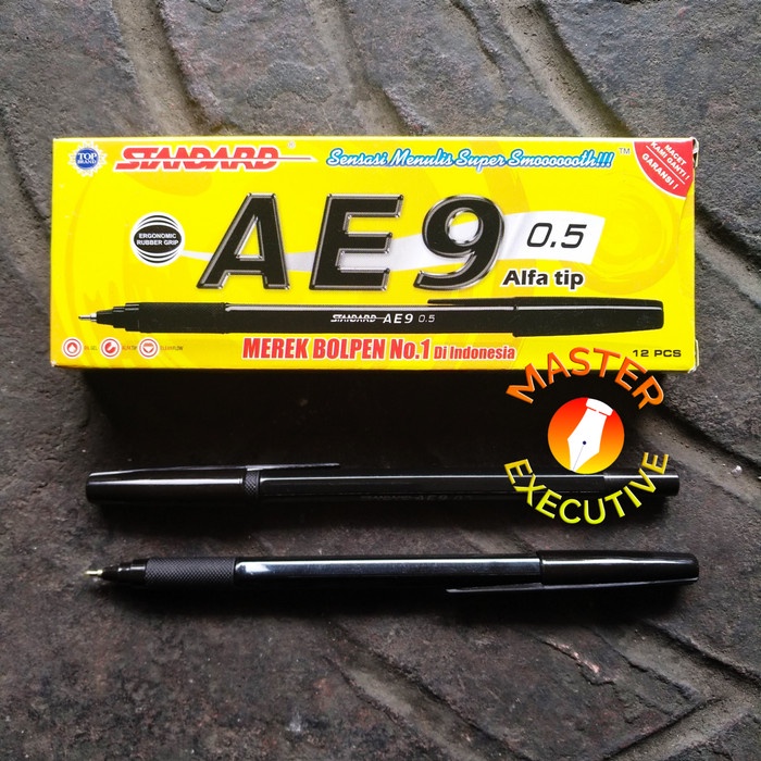 

ATKJaya- [Pak] Standard AE9 Black 0.5 Alfa Tip Pen - Pulpen Hitam Rubber Grip